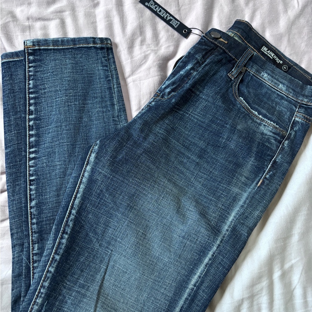 BLANK NYC Blue distressed mid rise skinny Denim Jeans 31